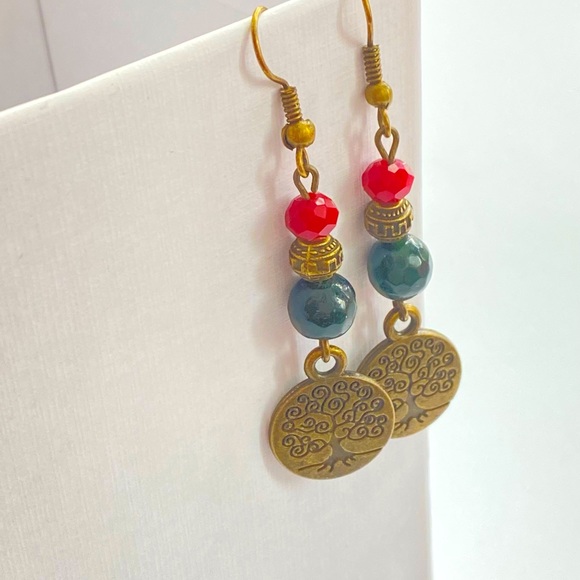 Brass curly tree women earrings - Picture 3 of 4